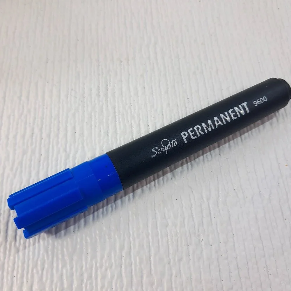 Vintage Scripto Jumbo Permanent Marker 9600 blue smelly sinky large potent WORKS